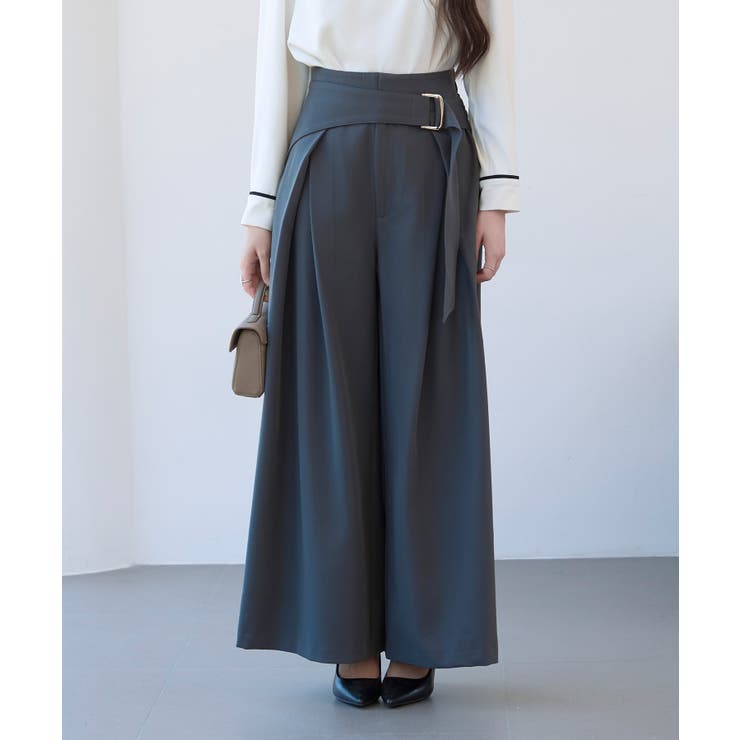 太めの飾りベルトワイドスラックスパンツ | SAISON DE PAPILLON  | 詳細画像9 