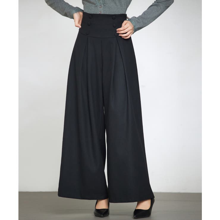 ブラック | ハイウエストのセーラーワイドパンツ | SAISON DE PAPILLON 