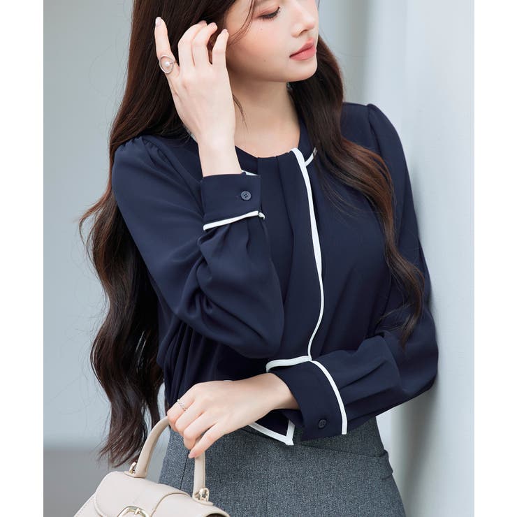 首元2wayボウタイ配色ブラウス | SAISON DE PAPILLON  | 詳細画像37 