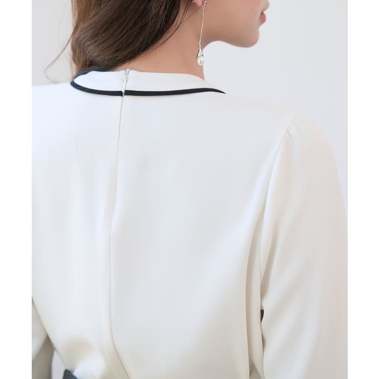 首元2wayボウタイ配色ブラウス | SAISON DE PAPILLON  | 詳細画像19 