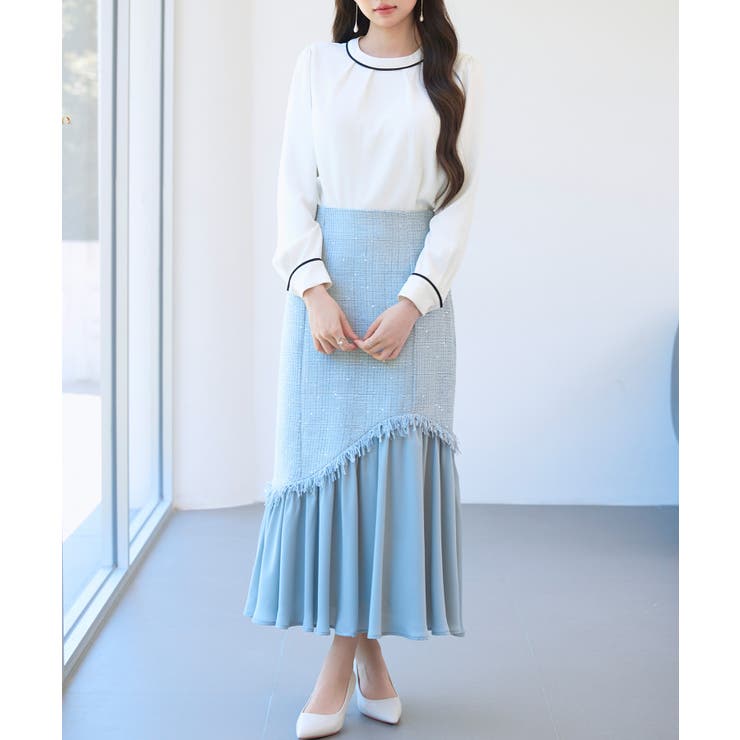 首元2wayボウタイ配色ブラウス | SAISON DE PAPILLON  | 詳細画像20 