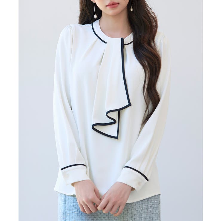 首元2wayボウタイ配色ブラウス | SAISON DE PAPILLON  | 詳細画像10 