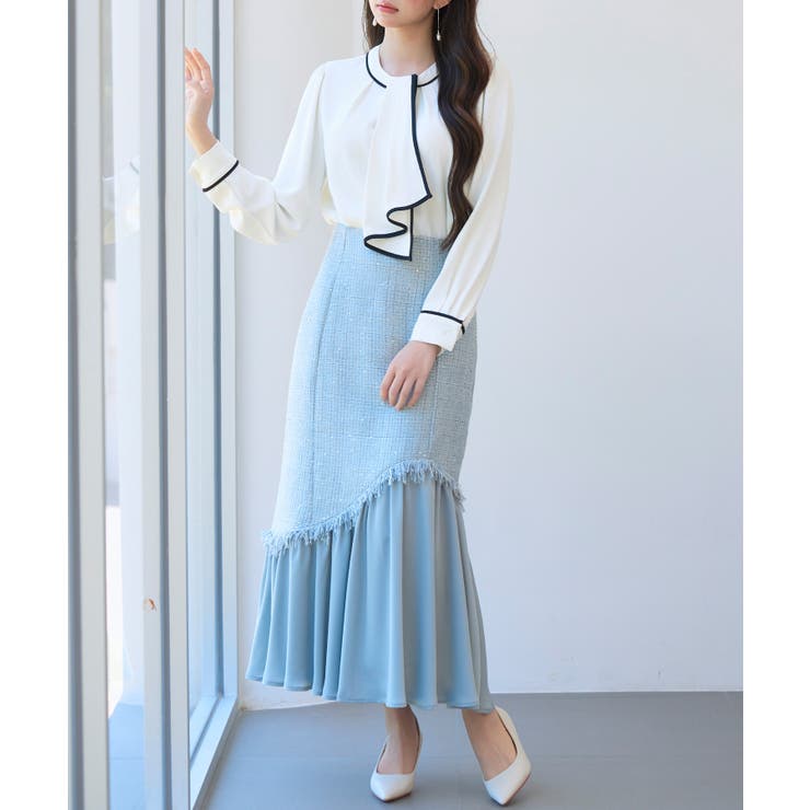 首元2wayボウタイ配色ブラウス | SAISON DE PAPILLON  | 詳細画像13 