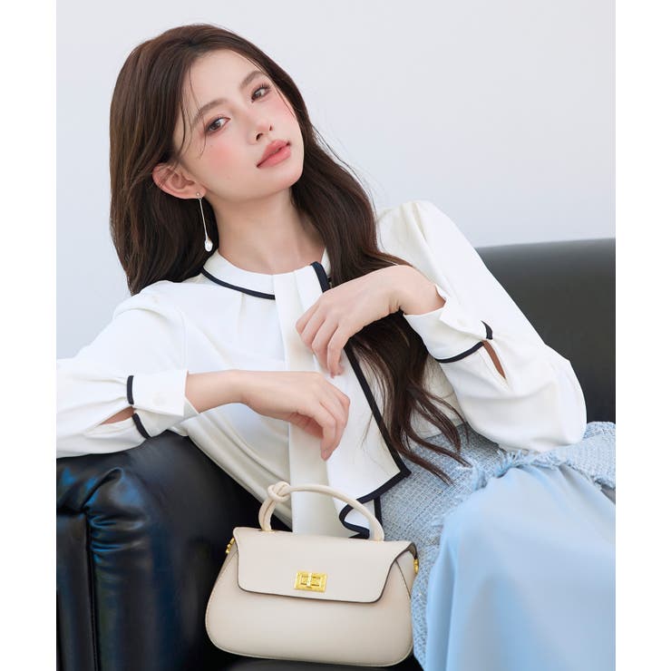 首元2wayボウタイ配色ブラウス | SAISON DE PAPILLON  | 詳細画像15 