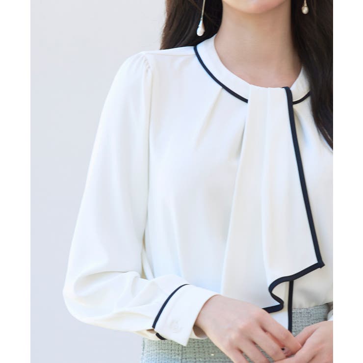首元2wayボウタイ配色ブラウス | SAISON DE PAPILLON  | 詳細画像16 