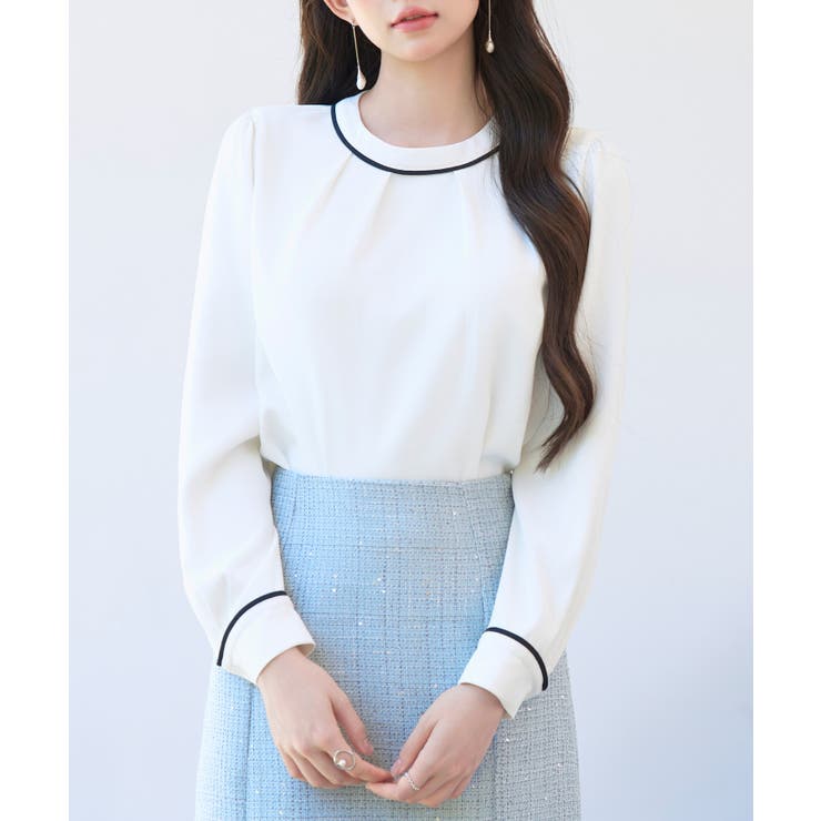 首元2wayボウタイ配色ブラウス | SAISON DE PAPILLON  | 詳細画像17 