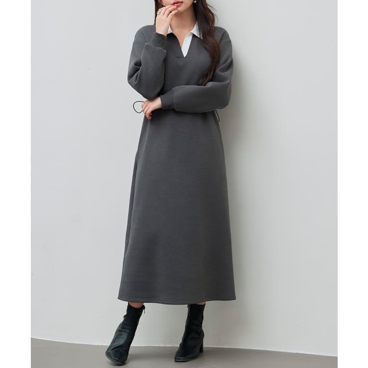 グレー | ドッキングプルオーバーロングワンピース | SAISON DE PAPILLON 