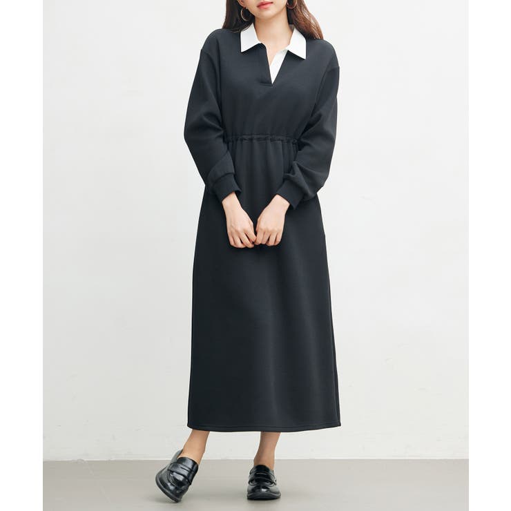 ブラック | ドッキングプルオーバーロングワンピース | SAISON DE PAPILLON 