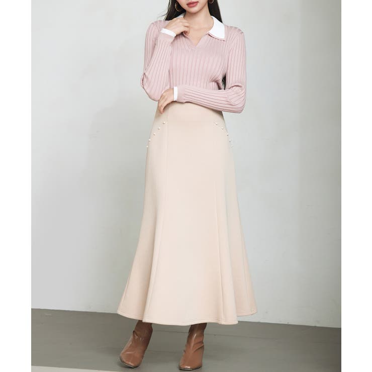 ダンボールニットのロング丈マーメイドスカート | SAISON DE PAPILLON  | 詳細画像17 