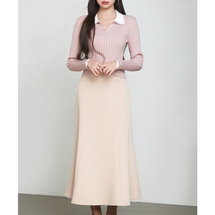 ダンボールニットのロング丈マーメイドスカート | SAISON DE PAPILLON  | 詳細画像18 