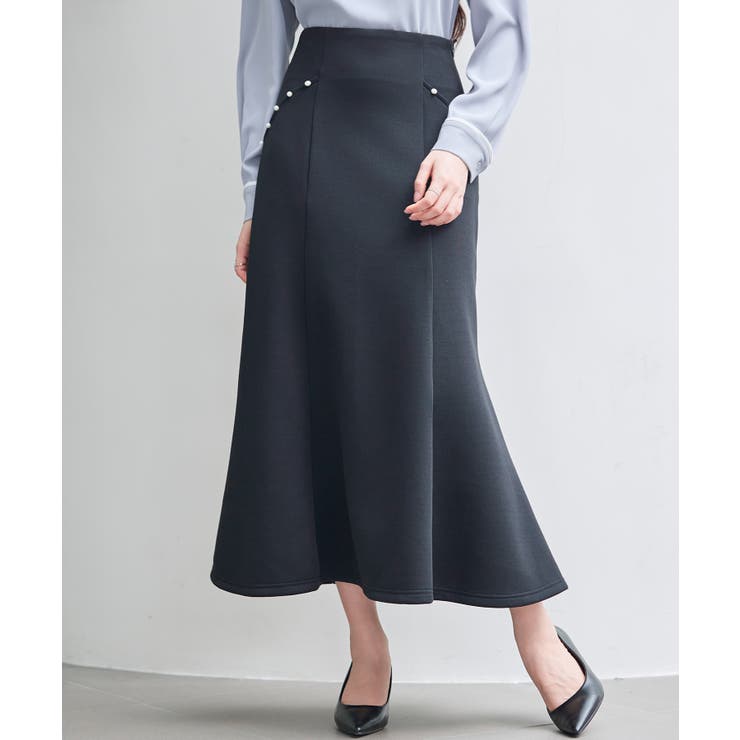 ブラック | ダンボールニットのロング丈マーメイドスカート | SAISON DE PAPILLON 