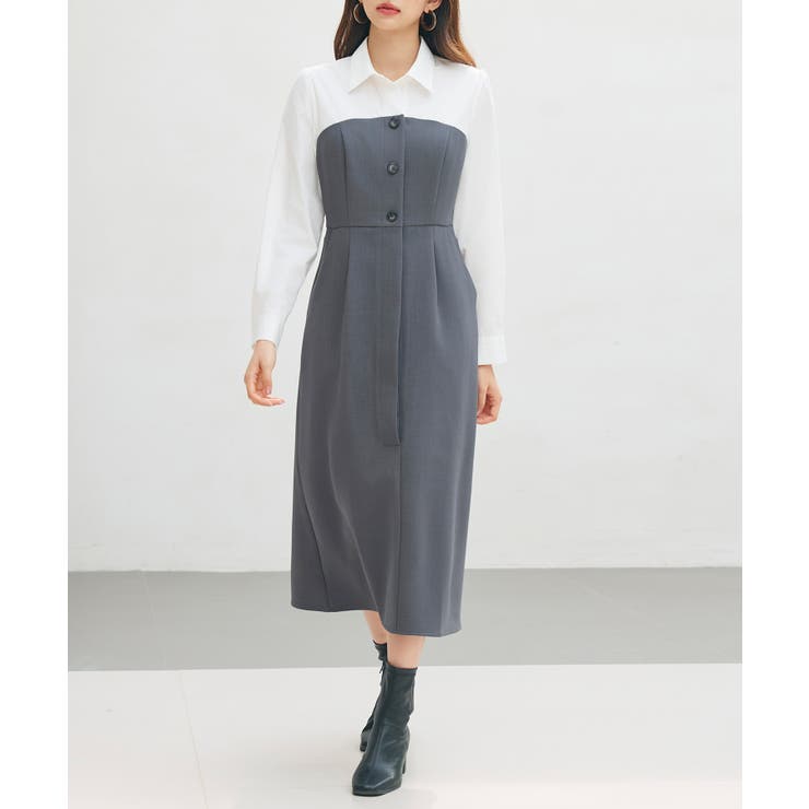 チャコール | ドッキングビスチェワンピース | SAISON DE PAPILLON 