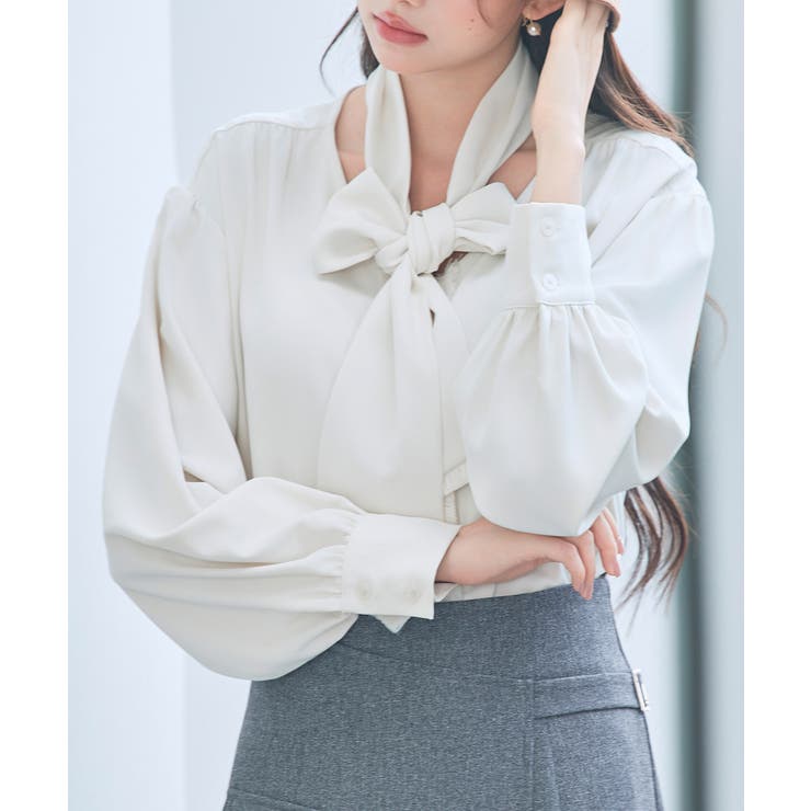 取り外し可能なボウタイリボンフリンジブラウス | SAISON DE PAPILLON  | 詳細画像11 