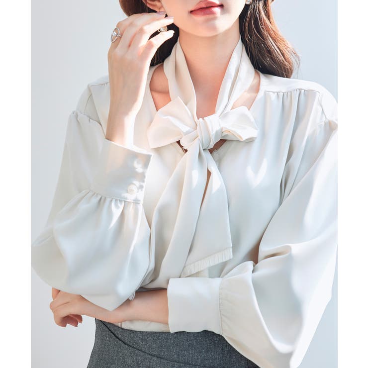 取り外し可能なボウタイリボンフリンジブラウス | SAISON DE PAPILLON  | 詳細画像13 