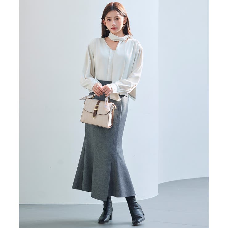 取り外し可能なボウタイリボンフリンジブラウス | SAISON DE PAPILLON  | 詳細画像5 