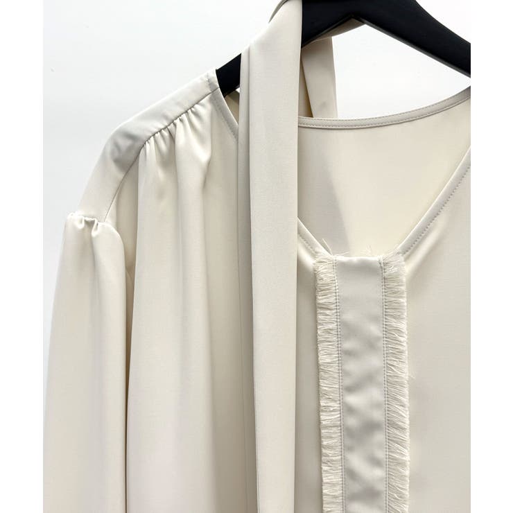 取り外し可能なボウタイリボンフリンジブラウス | SAISON DE PAPILLON  | 詳細画像32 