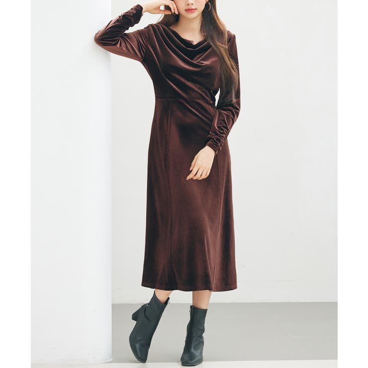 ドレープドネックのベロアワンピース | SAISON DE PAPILLON  | 詳細画像4 