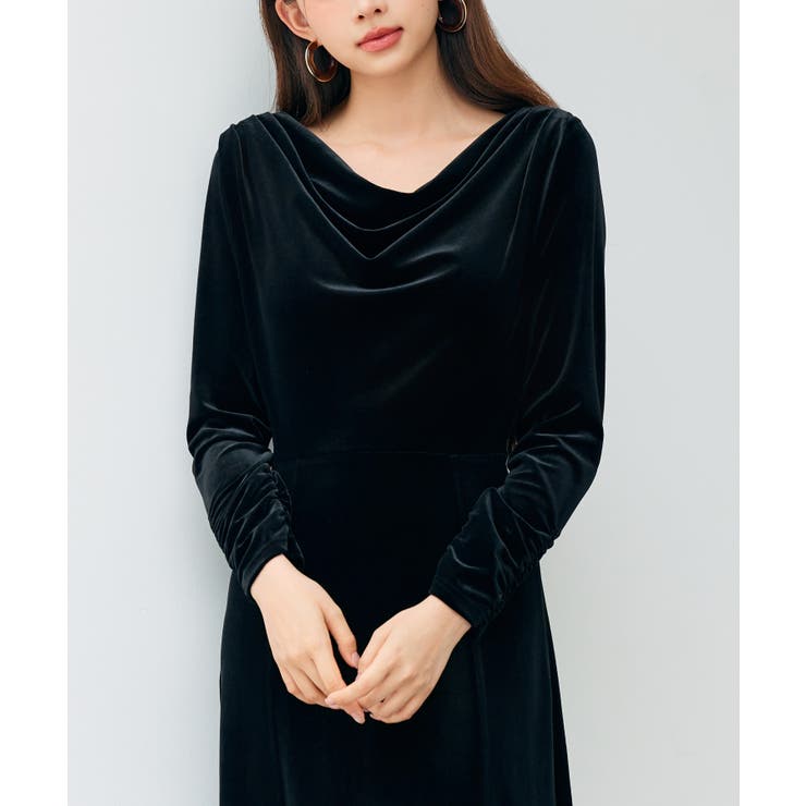 ドレープドネックのベロアワンピース | SAISON DE PAPILLON  | 詳細画像16 