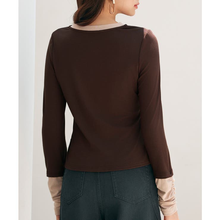 レイヤードドッキングヘンリーネックカットソー | SAISON DE PAPILLON  | 詳細画像5 