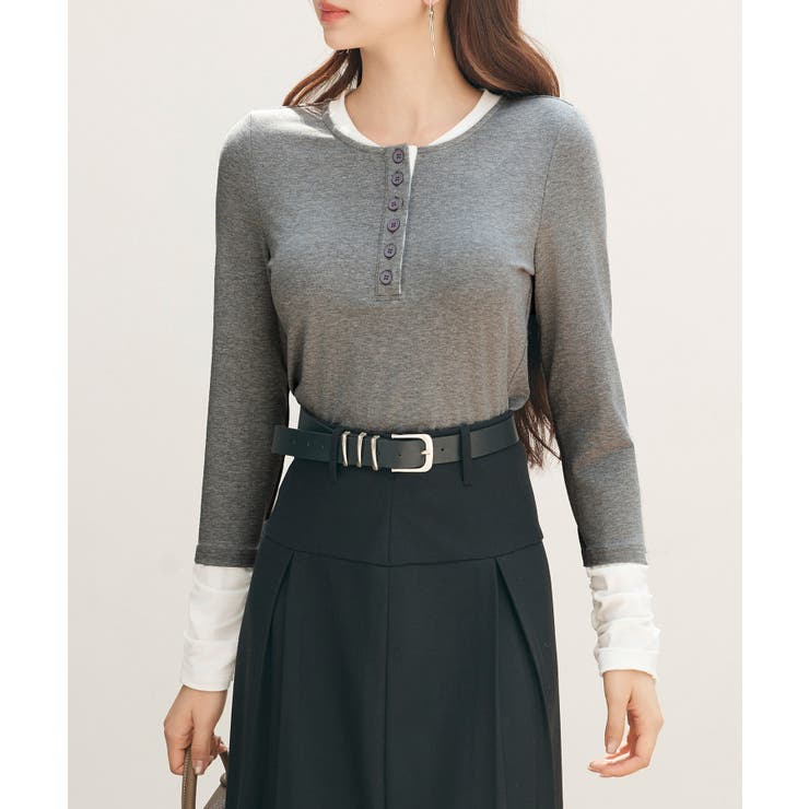 レイヤードドッキングヘンリーネックカットソー | SAISON DE PAPILLON  | 詳細画像35 