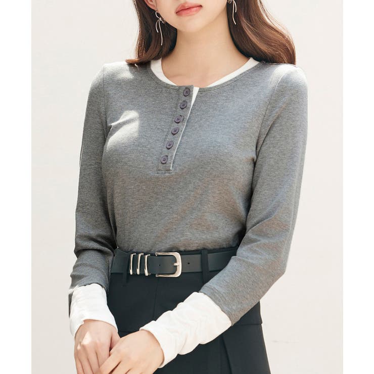 レイヤードドッキングヘンリーネックカットソー | SAISON DE PAPILLON  | 詳細画像36 