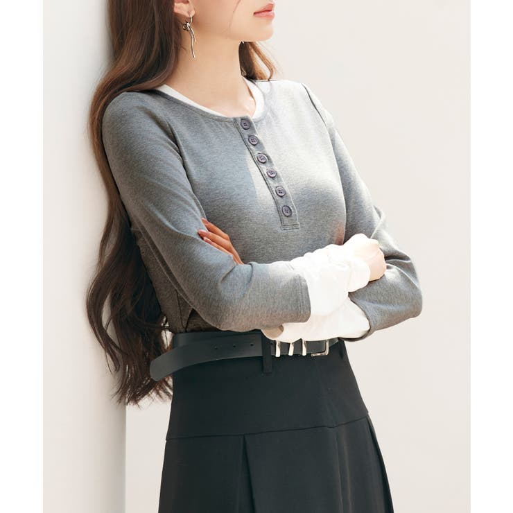 レイヤードドッキングヘンリーネックカットソー | SAISON DE PAPILLON  | 詳細画像37 