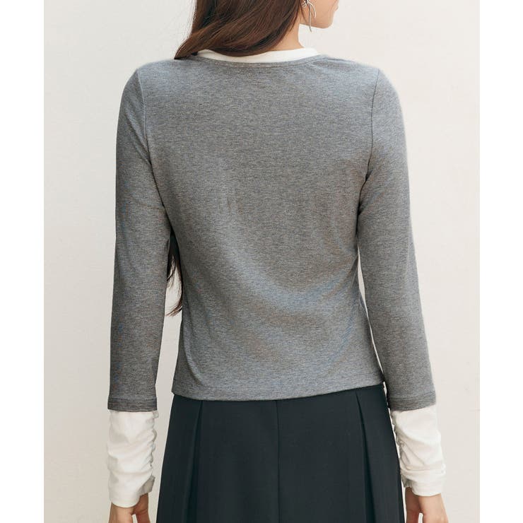 レイヤードドッキングヘンリーネックカットソー | SAISON DE PAPILLON  | 詳細画像38 