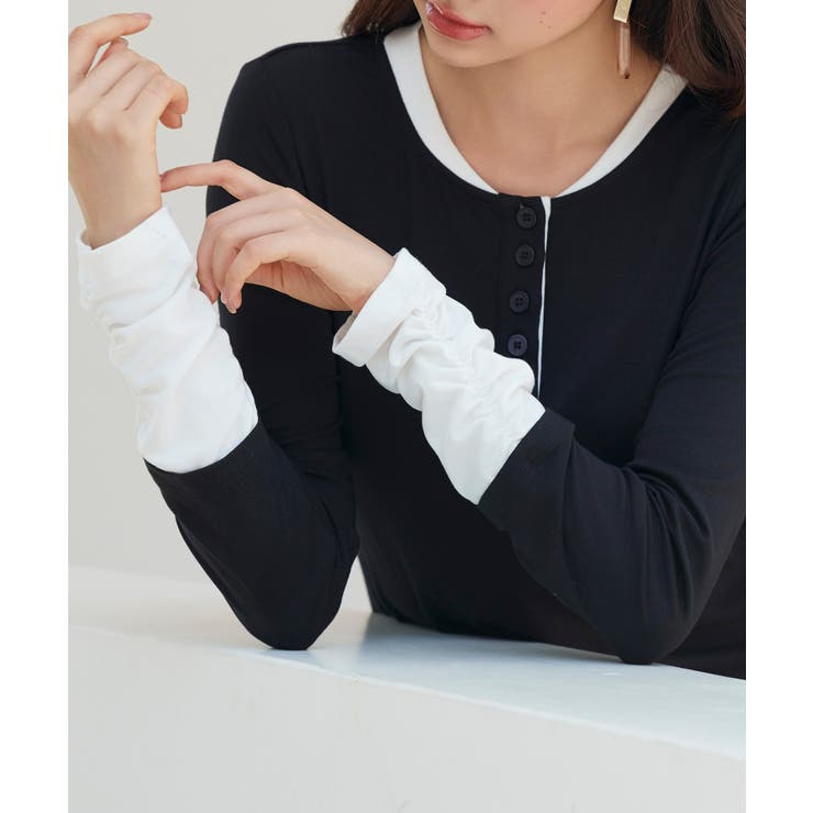 レイヤードドッキングヘンリーネックカットソー | SAISON DE PAPILLON  | 詳細画像23 