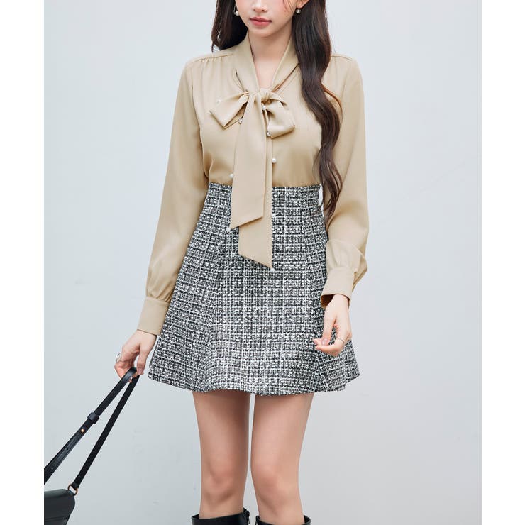 パール付き ボウタイブラウス | SAISON DE PAPILLON  | 詳細画像19 