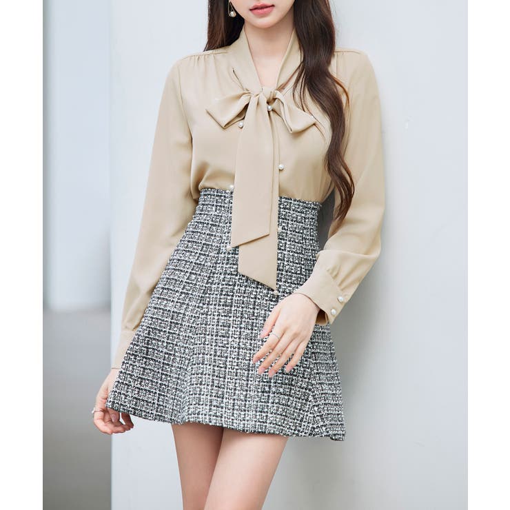 パール付き ボウタイブラウス | SAISON DE PAPILLON  | 詳細画像20 