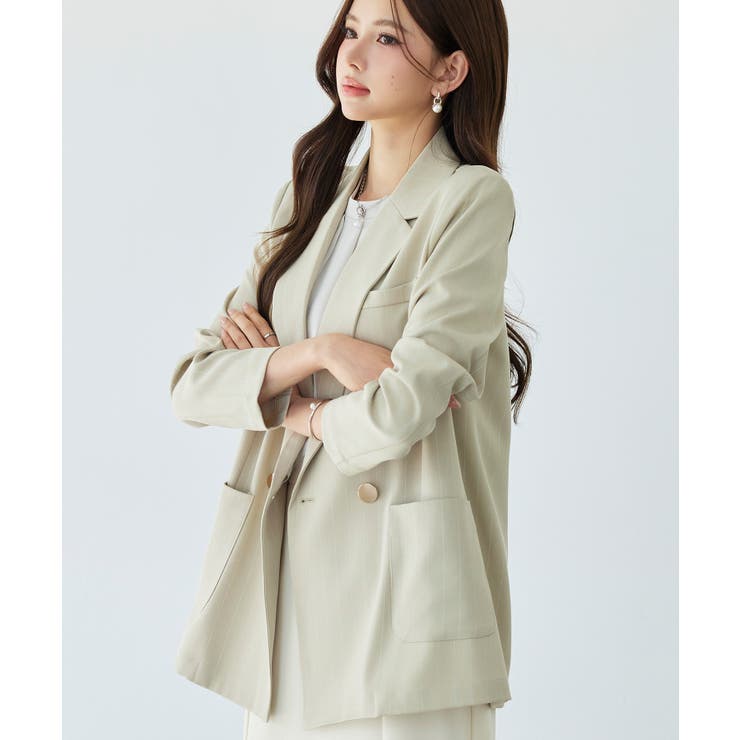 金ボタンピンストライブテーラードジャケット | SAISON DE PAPILLON  | 詳細画像5 