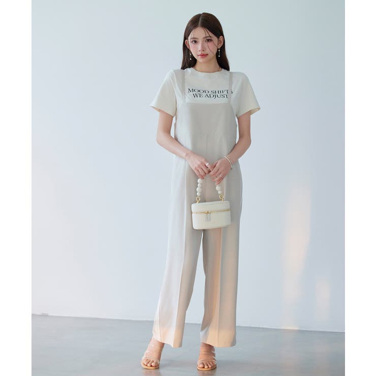 ベージュ | サイド配色ワイドサロペット | SAISON DE PAPILLON 