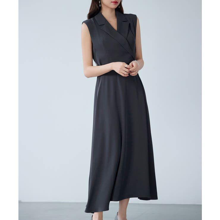 テーラードカラーベルト付きフレアワンピース | SAISON DE PAPILLON  | 詳細画像3 