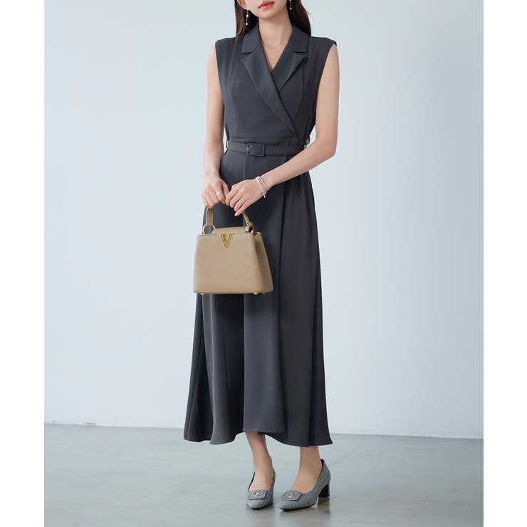 テーラードカラーベルト付きフレアワンピース | SAISON DE PAPILLON  | 詳細画像6 