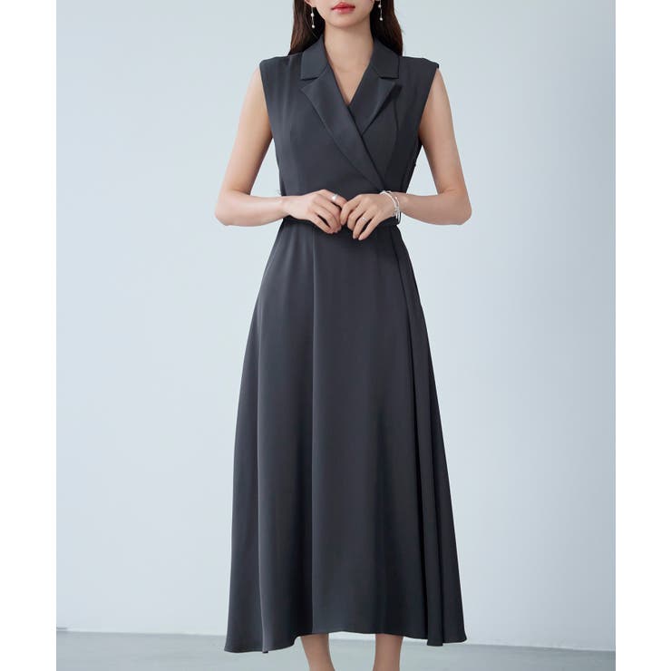 テーラードカラーベルト付きフレアワンピース | SAISON DE PAPILLON  | 詳細画像7 