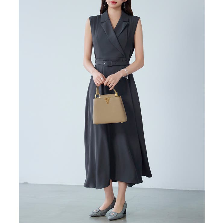 テーラードカラーベルト付きフレアワンピース | SAISON DE PAPILLON  | 詳細画像8 