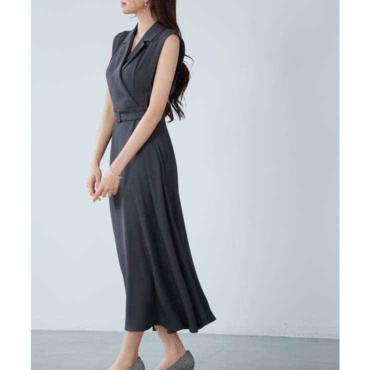 テーラードカラーベルト付きフレアワンピース | SAISON DE PAPILLON  | 詳細画像9 