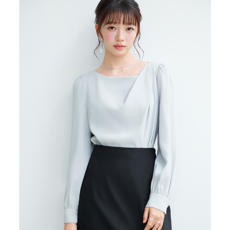 ミント | ニュアンスネック長袖ブラウス | SAISON DE PAPILLON 