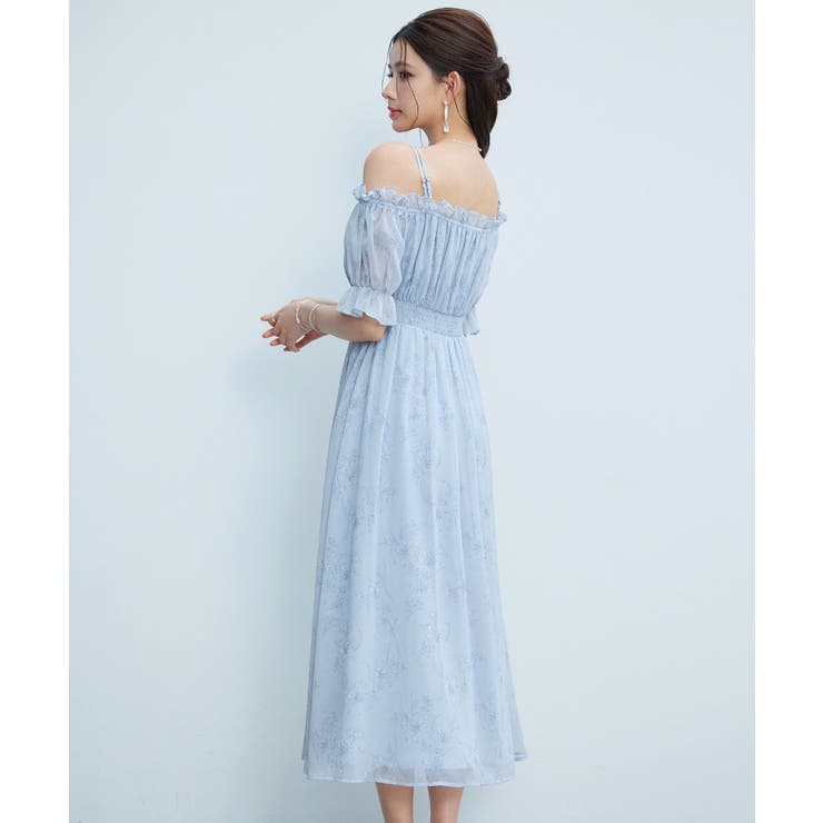オフショルダー花柄シフォンワンピース | SAISON DE PAPILLON  | 詳細画像21 