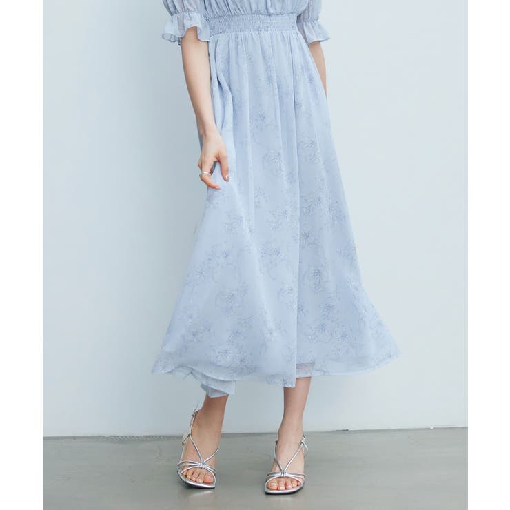 オフショルダー花柄シフォンワンピース | SAISON DE PAPILLON  | 詳細画像24 