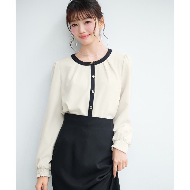 バイカラータックブラウス | SAISON DE PAPILLON  | 詳細画像15 