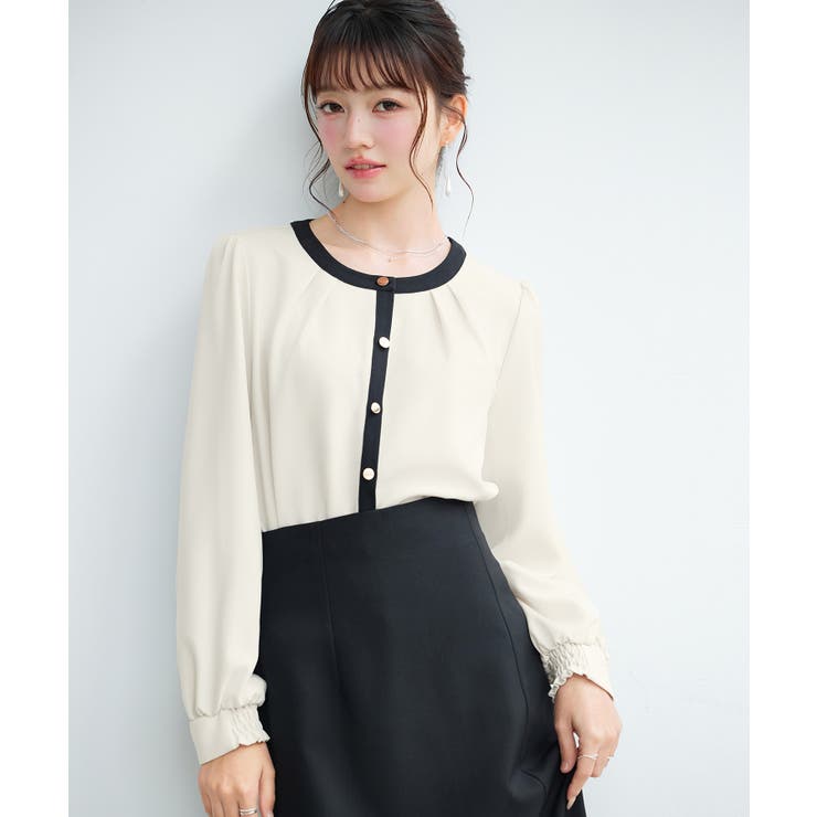 バイカラータックブラウス | SAISON DE PAPILLON  | 詳細画像16 