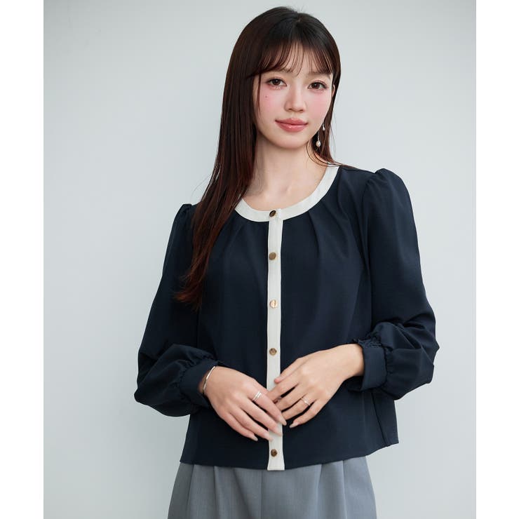 バイカラータックブラウス | SAISON DE PAPILLON  | 詳細画像9 