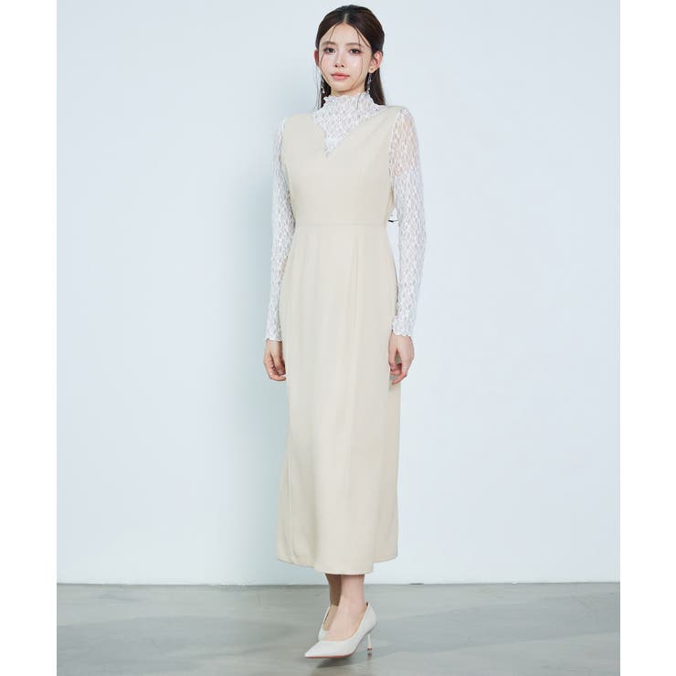 ベージュ | キーネックロング丈ジャンパースカート | SAISON DE PAPILLON 