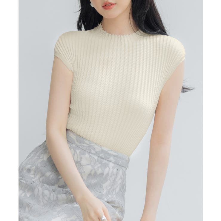 プチハイネックフレンチスリーブニット[品番：DSSW0004878