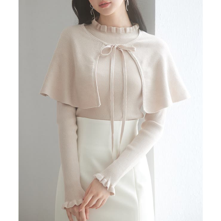 ケープカラーボレロとニット2点セット[品番：DSSW0004952