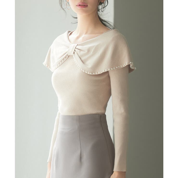 パールビッグリボンニットプルオーバー | SAISON DE PAPILLON  | 詳細画像3 