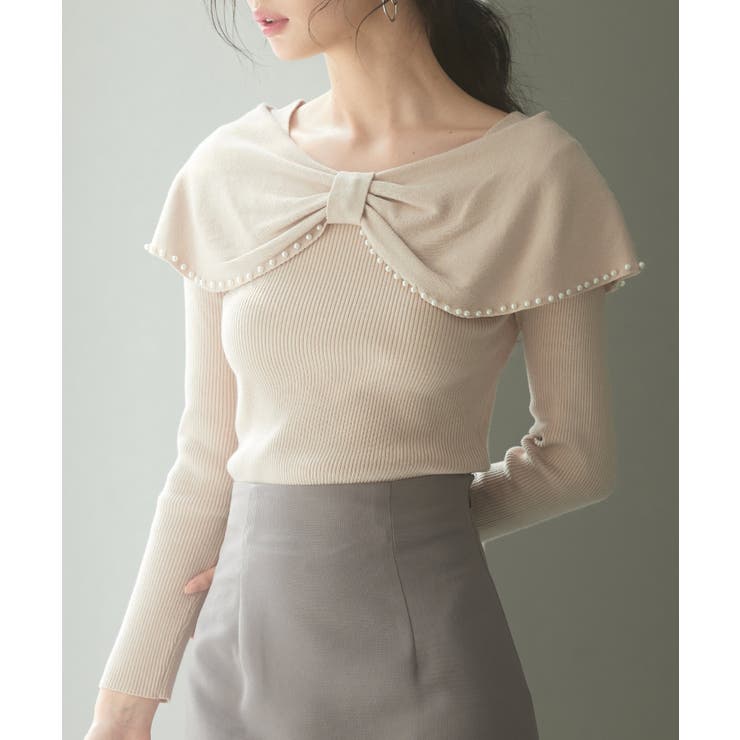 パールビッグリボンニットプルオーバー | SAISON DE PAPILLON  | 詳細画像4 