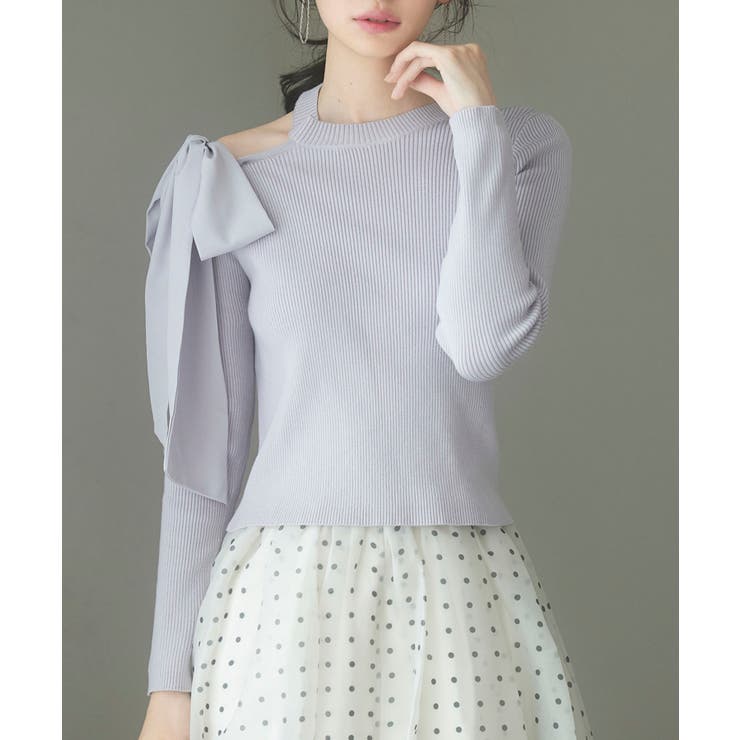 ワンショルダービッグリボンリブニット | SAISON DE PAPILLON  | 詳細画像7 