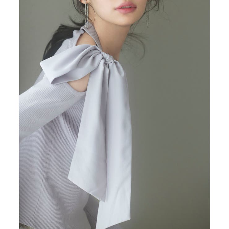 ワンショルダービッグリボンリブニット | SAISON DE PAPILLON  | 詳細画像8 